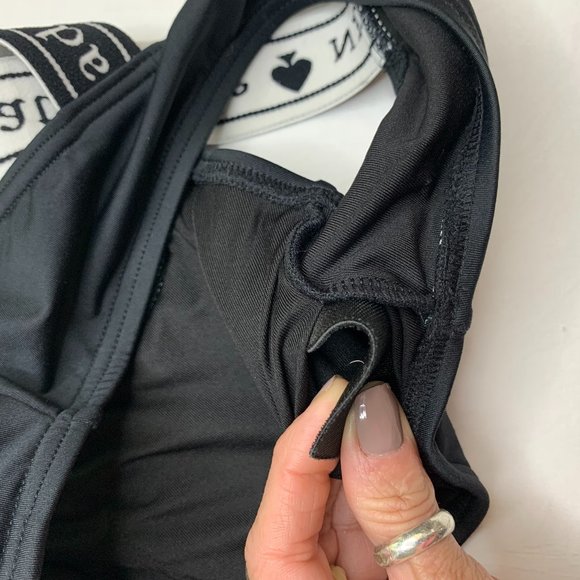 Kate Spade Black White Treasure Beach Logo Bikini Top Sports Bra Size Small - Picture 8 of 13